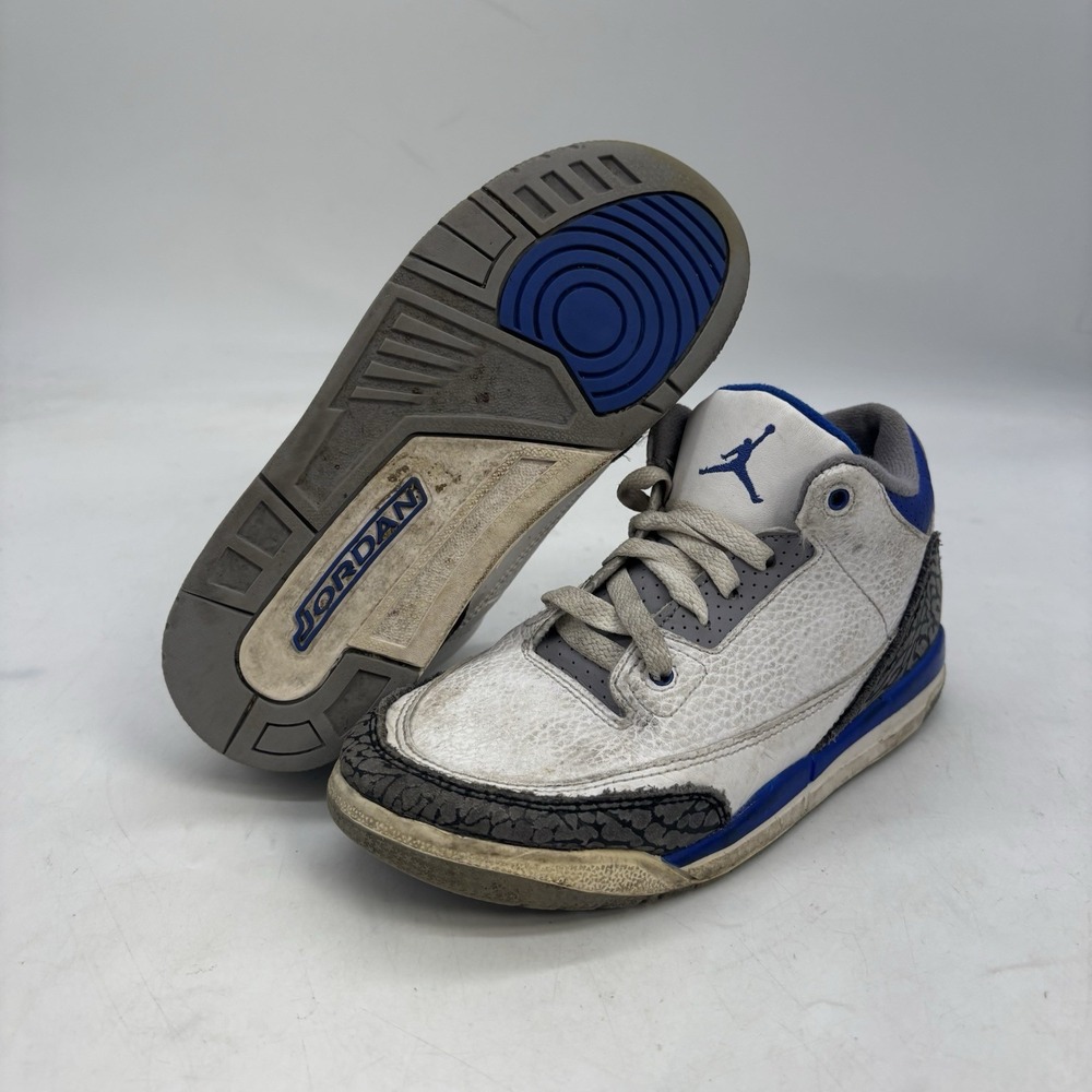 Jordan 3 Retro Racer Blue Shoes Kids 3Y Youth White Blue 429487-145